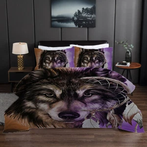 Wild Wolf Duvet Cover Set Bedding Set Digital Wolf Comforter Cover Queen Gift - Picture 1 of 9