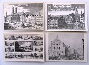 4 x MÚNICH Munich Baviera Baviera postales vistas antiguas históricas de la ciudad - Imagen 1 de 2
