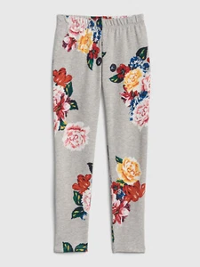 New Gap Kids Girl Gray Floral Elastic Waist Cotton French Terry Leggings 12 - Picture 1 of 3