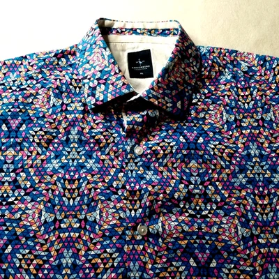 Tailorbyrd XL Cotton Multicolor Geometric Shirt Short Sleeve - Image 1 of 4