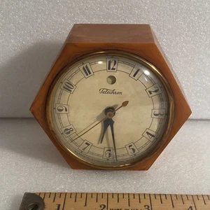 as is, ART DECO CATALIN/BAKELITE TELECHRON ELECTRIC CLOCK-OCTAGONAL BUTTERSCOTCH - Picture 1 of 10