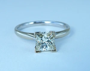 WOW 14k Princess Cut Natural Yellow .85ct Diamond VS 2 O Solitaire RING Sz 7 NR - Picture 1 of 8