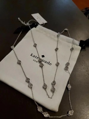 Kate Spade Silver Gatsby Dot Mini Scatter Crystal Long Necklace - Image 1 of 4