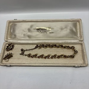 Vintage Signed LISNER Garnet Rhinestone Parure Set – Choker & Earrings Orig Box - Picture 1 of 5