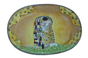 ART GIFTS Enamel Copper Hand Painted Small Soap Dish Plate Tray KISS by Klimt - Picture 1 of 1