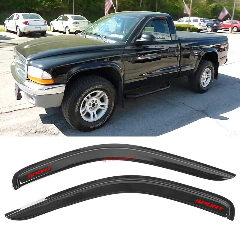 For 97-04 Dodge Dakota Standard Cab Window Visor Smoke Vent Guard w/ red letter Foto 1 de 4