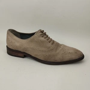 Reiss Mens Shoes Size 8 Brogues Taupe Brown Suede Leather Oxford Smart Casual - Picture 1 of 13