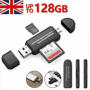 ALL-IN-1 USB Memory Card Reader Micro USB 2.0 OTG to USB Adapter SD + Micro SD - Picture 1 of 8