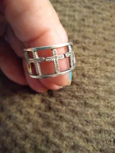 Vintage cross sterling silver religious Christian Cross ring size 7 - Picture 1 of 11