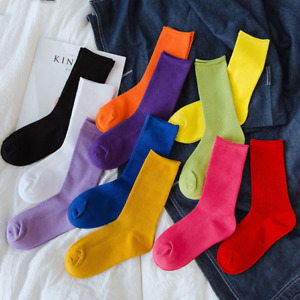 Women Japanese Mori Socks Thin Socks Solid Color Preppy Mid-Calf Length Socks
