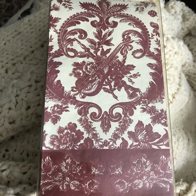 Vintage Musical Toile Napkins Dinner  40  Creative Papers Gibson  Burgundy - Image 1 of 3