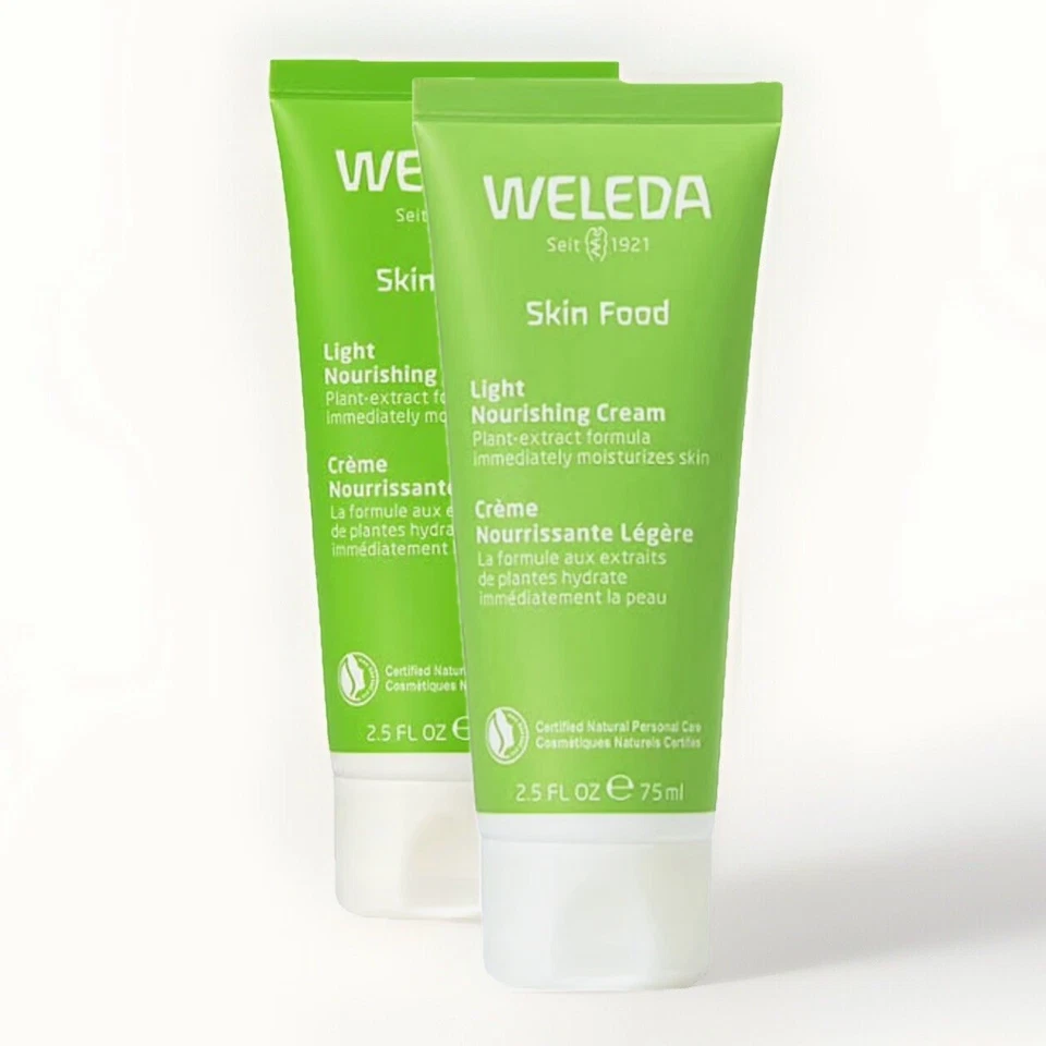 全新 2 件 Weleda Skin Food 轻盈滋养霜 2.5 液量盎司/75 毫升 (包装 2) 有效期至 12/26 — 第 1/4 张图片