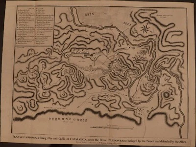 1750 Plan of Cardona por Basire 20,7" x 15,5" - escasso mapa antigo catalão - Imagem 1 de 3