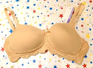 NEW w/Tags Royce Georgia Skin w/ Lace Trim Moulded Non Wired Bra Size 34A - Picture 1 of 6