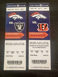 VON MILLER NFL DEBUT & 1st Sack SEP 12 2011 BRONCOS FULL TICKET - Picture 1 of 4