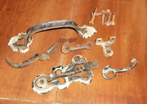 Antique Primitive 19th c. Thumb Latch Pull ~ Gate/Barn Handle Set - Hand Wrought Cover