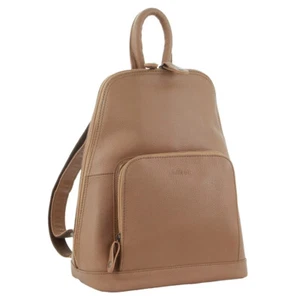 Milleni Women's Twin Zip Backpack Nappa Italian Leather Travel Bag - Burro - Picture 1 of 4