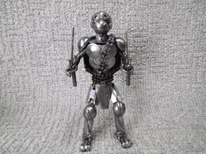 Recycled Scrap Metal Art Sculpture Ninja Turtle Boy TMNT Likeness Raphael 9" - Picture 1 of 4