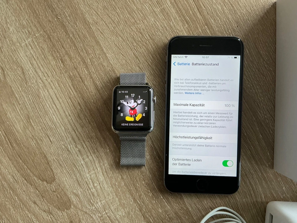 Apple Watch Series 0 - 1.Generation 42mm Edelstahl Milanese in OVP + iPhone 6s - Bild 1 von 4