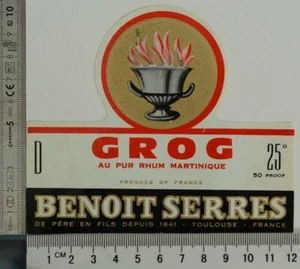 GROG RHUM MARTINIQUE FRANCE Original Vintage Etiqueta Alcohol Botella Botella - Imagen 1 de 1