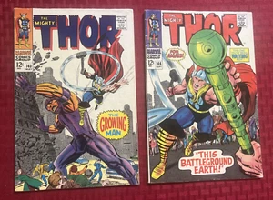 The Mighty Thor Lot #140 VG+, #144 GD/VG Marvel 1967 1st App. Growing Man - Picture 1 of 7