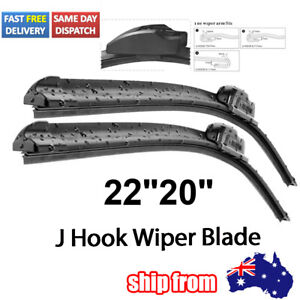 Front Windscreen Wiper Blades Pair of 22"(550mm) & 20"(500mm) Fits Hook