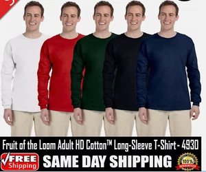 🔥 Fruit Of The Loom Men Hd Cotton Mix Long Sleeve T-shirt 4930R NEW!!! - Imagen 1 de 6