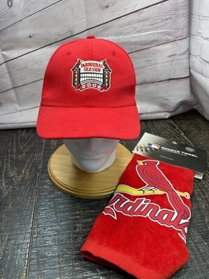 St. Louis Cardinals 2006 Inaugural Season Red Adjustable Ball Cap Hat + towel - Image 1 of 4