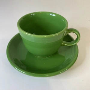 Fiestaware Shamrock Green Homer Laughlin HLCC Coffee Tea Cup & Saucer Set - Picture 1 of 4