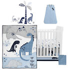 Lambs & Ivy Baby Dino Gray/Blue Nursery 6-Piece Baby Crib Bedding Set NEW Lgtote