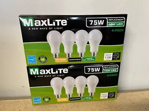 8 Pack Maxlite LED Light Bulbs 10W = 75W Watt A19 Soft White 2700K Dimmable - Picture 1 of 1