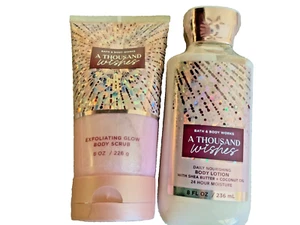 Bath and Body Works A Thousand Wishes Exfoliating Body Scrub & Lotion Full Size - Picture 1 of 1