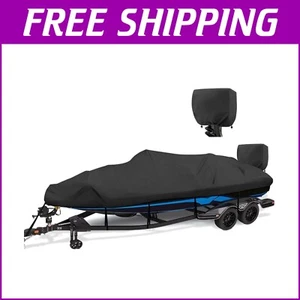 Heavy-Duty 1200D Waterproof Boat Cover 14-16 ft with Motor Cover & UV Protection - Picture 1 of 8