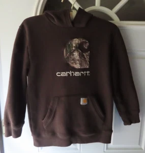 Carhartt kids hoodie size M (10-12) brown w/ Camo logo Child Pullover - Picture 1 of 10