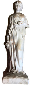 51cm Tall Vintage classic Greek Roman woman + jug, bowl garden statue figure VGC