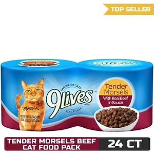 9Lives Tender Morsels With Real Beef In Sauce Wet Cat Food,5.5 Ounce Can Pack24 - Picture 1 of 6