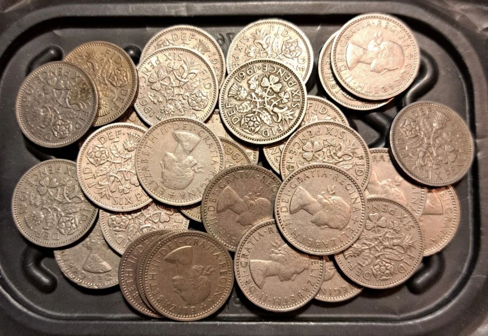 Moneda de seis peniques de Gran Bretaña 1961 (1 moneda por venta, elegida al azar) - #B5049 Foto 1 de 1