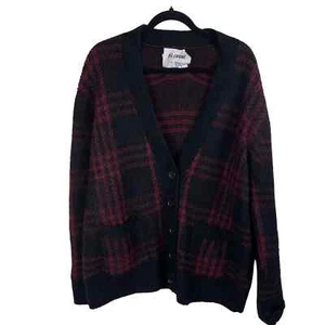 RE/DONE 90er übergroßer Strickjacke Pullover mit Knopfleiste schwarz burgundfarben kariert Größe M - Bild 1 von 7