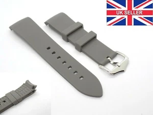Correa de reloj de goma de silicona gris premium de extremo curvo 20 mm 22 mm - Imagen 1 de 11