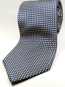 Cravatta uomo JOS A BANK 64" seta extra lunga antimacchia blu oro a pois NUOVA - Foto 1 di 5