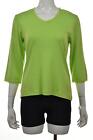 Catherine Stewart Womens Top Size S Lime Green Solid Knit Shirt 3/4 Sleeve
