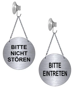 Bitte nicht stören-Bitte eintreten-Alu-Edelstahloptik-13 cm Ø-Türschild-Schild - Bild 1 von 1