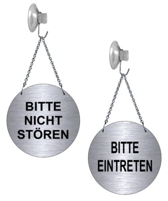 DESI-SCHILDER Bitte nicht stören-Bitte eintreten-Alu-Edelstahloptik-13 cm Ø-Türschild-Schild