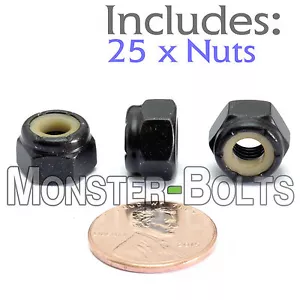 (25) 1/4-28 NE - Tuercas de bloqueo hexagonales de inserción de nailon acero SAE con fosfato negro y aceite - Imagen 1 de 2