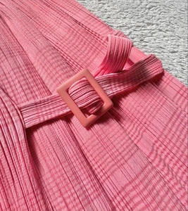 PLEATS PLEASE ISSEY MIYAKE Check pleated skirt with belt Pink M Used JPN - Picture 1 of 5