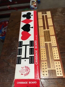 Vintage Cribbage Board with Pegs&box23x5.5x1.5cm N O S - Picture 1 of 2