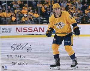 Dante Fabbro Predators Signed 16" x 20" Skating Photo & "NHL Debut 3/30/19" Insc - Picture 1 of 1
