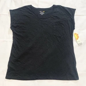 NUEVO CON ETIQUETAS C&C California Mujer XL Camiseta Fibras Orgánicas 100% Algodón Pima Bolsillo Negro - Imagen 1 de 9