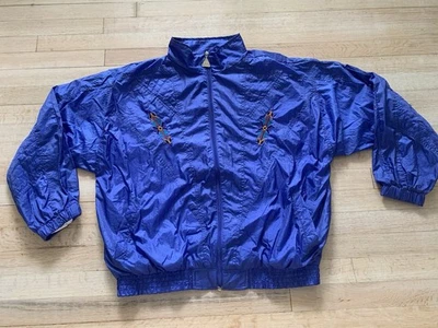 复古 90 年代 Wilson 风衣田径夹克全拉链 Periwinkle 女式 XL — 第 1/4 张图片