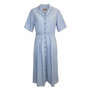 Liz Claiborne Denim Western Dress Women’s 10 Blue Jean Cowgirl Vintage Maxi Long - Picture 1 of 8